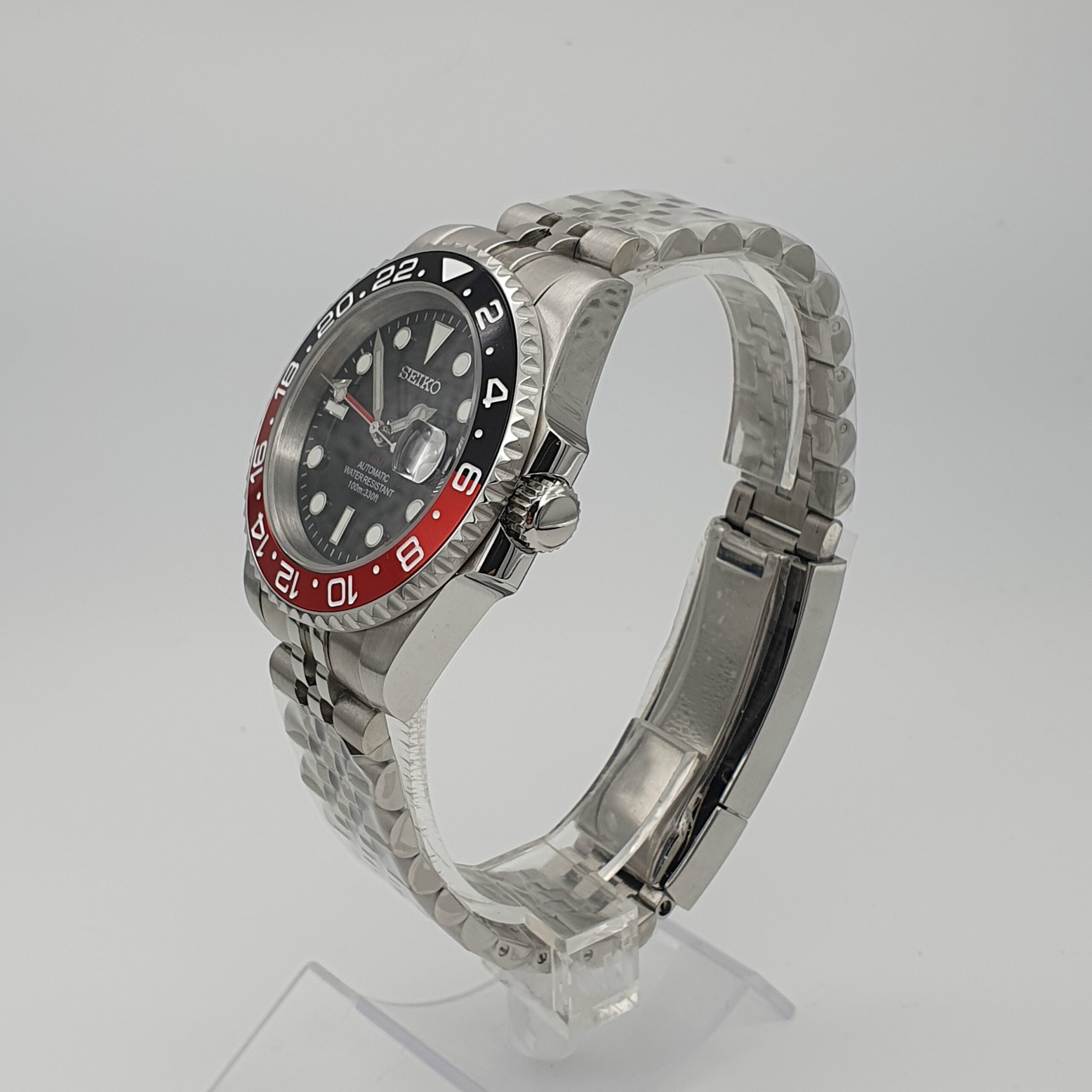 Seiko Mod GMT Diver Watch Red Black Coke Bezel NH35